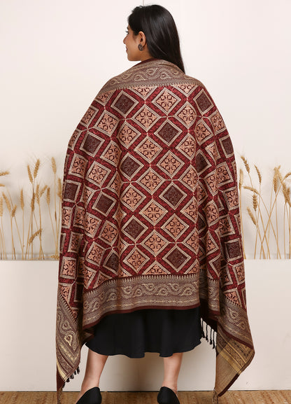 Surmai Women Fine Wool Nalki Hand Embroidered Shawl
