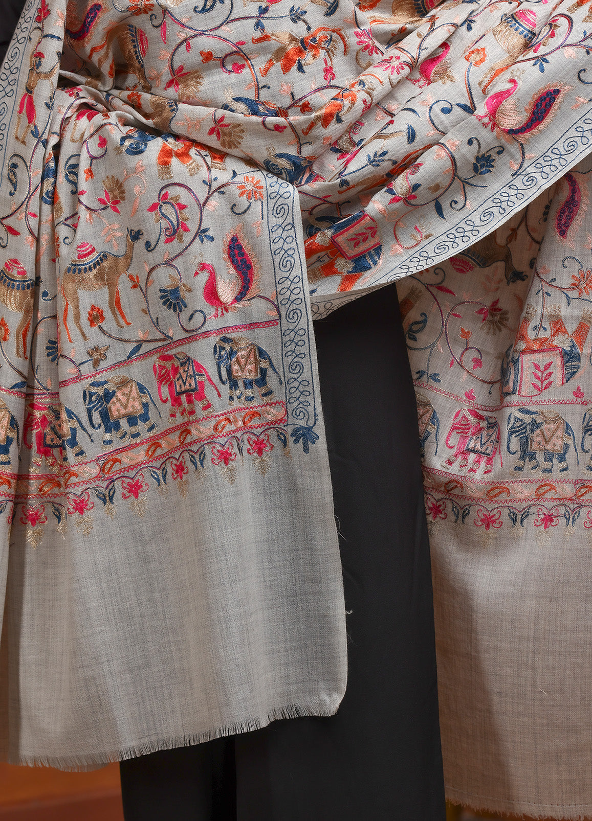 The Pashmina Kalamkari Shikargah Design Shawl