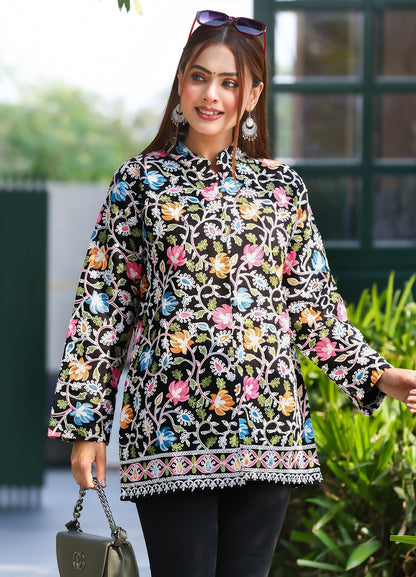 Traditional Aari Work Woollen Kashmiri Jacket