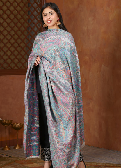 Turkish Paisley Fine Wool Pashmina Jamawar Kani Shawls