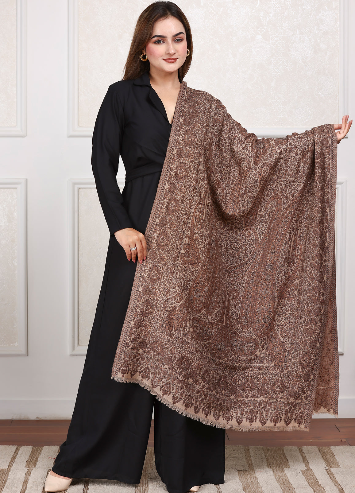 Women’s Dil-kash Kashmiri Royal Paisley Design Jamawar Stole