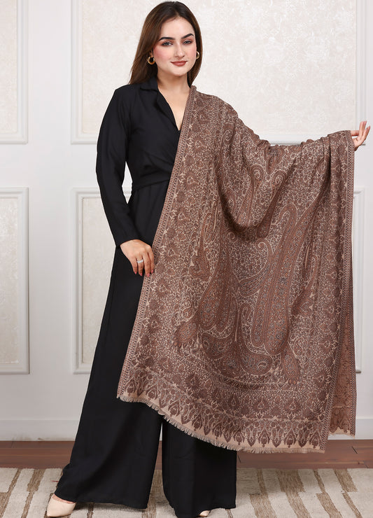 Women’s Dil-kash Kashmiri Royal Paisley Design Jamawar Stole