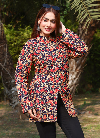 Premium Woollen Aari Embroidered Kashmiri Jacket