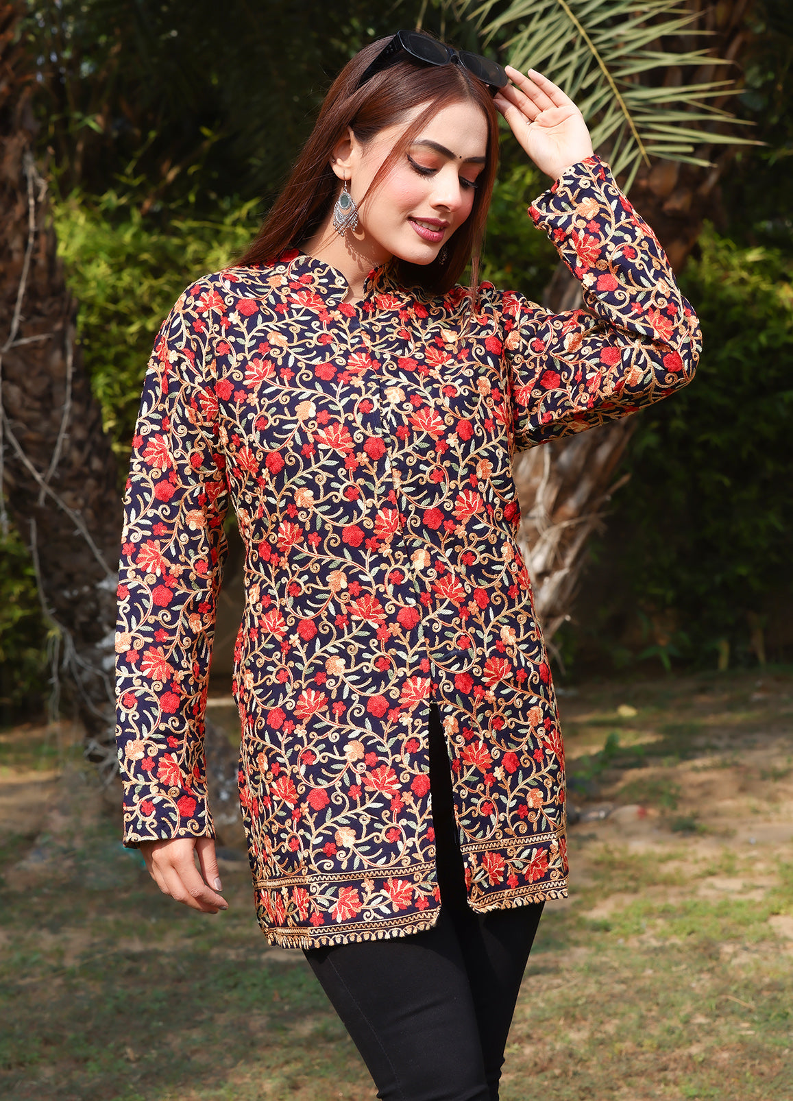 Premium Woollen Aari Embroidered Kashmiri Jacket