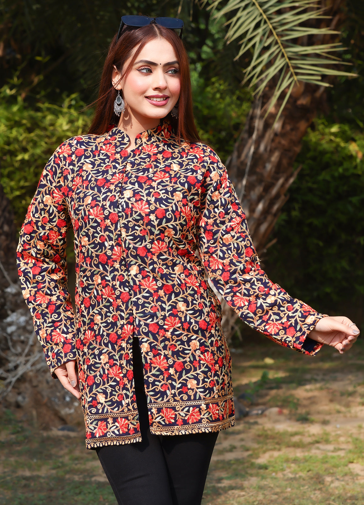 Premium Woollen Aari Embroidered Kashmiri Jacket