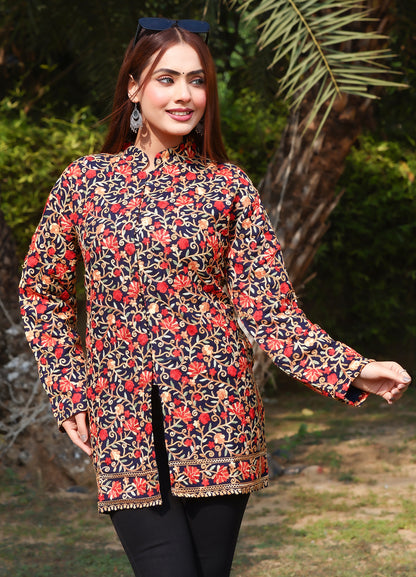 Premium Woollen Aari Embroidered Kashmiri Jacket