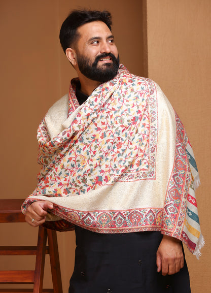 Zari Boder Kani Multicolor Unisex Shawl