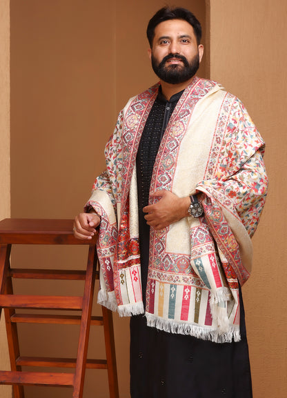 Zari Boder Kani Multicolor Unisex Shawl
