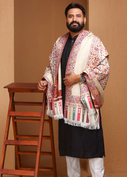 Zari Boder Kani Multicolor Unisex Shawl