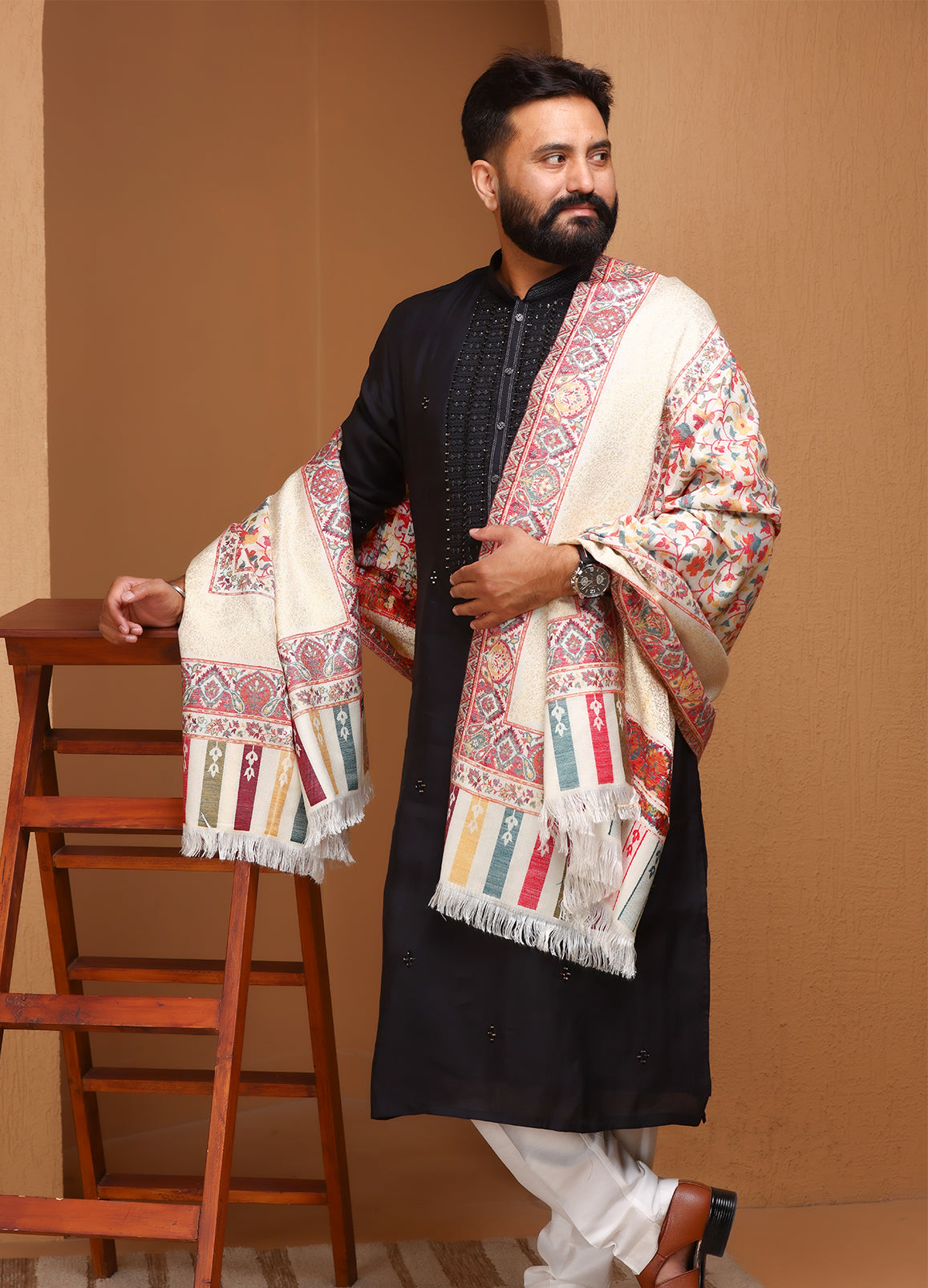 Zari Boder Kani Multicolor Unisex Shawl