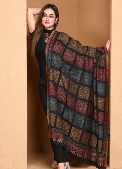 Zohra – Pure Wool Geometry Kani Shawl