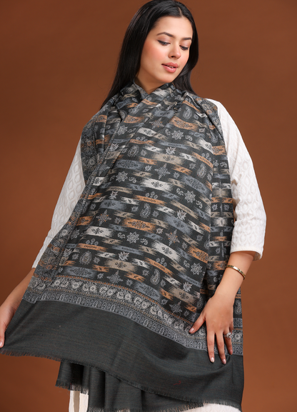 Kingri Jal Jacquard Pure Wool Shawl