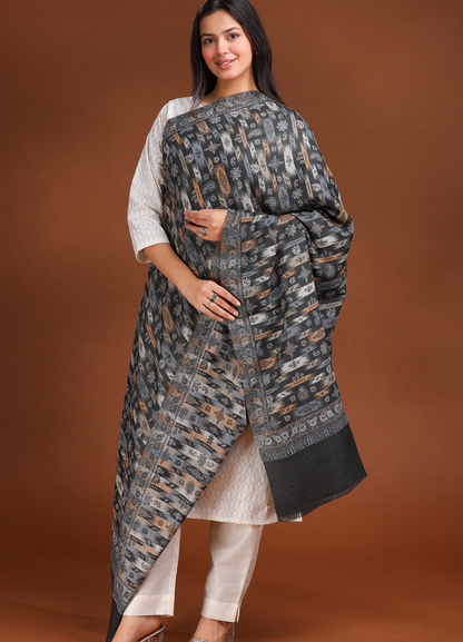 Kingri Jal Jacquard Pure Wool Shawl