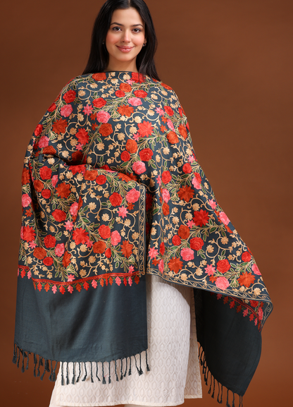 Gulabkari Kashmiri Embroidered Shawl