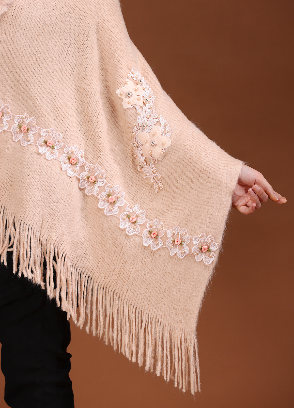 Peach Soft Fur Poncho