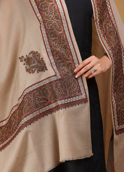 Kainaat Kashmiri Border Pure Wool Shawl