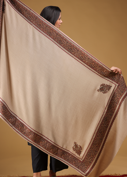 Kainaat Kashmiri Border Pure Wool Shawl