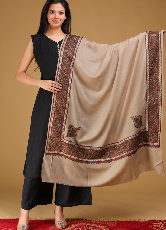 Kainaat Kashmiri Border Pure Wool Shawl