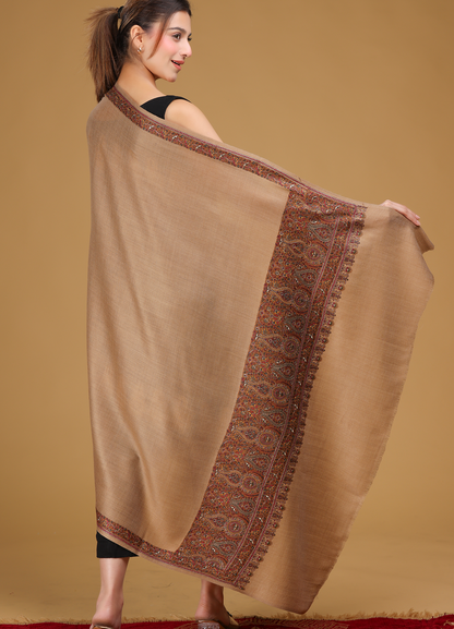 Suraahi Palla Kashmiri Border Pure wool Shawl