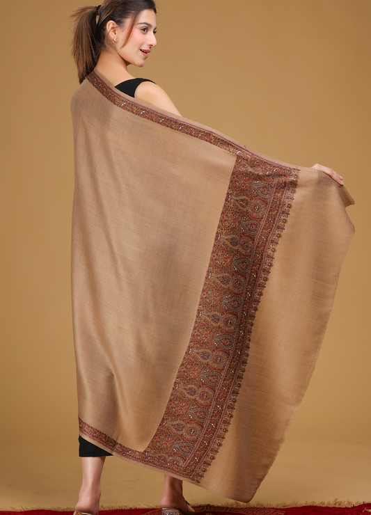 Suraahi Palla Kashmiri Border Pure wool Shawl