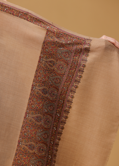 Suraahi Palla Kashmiri Border Pure wool Shawl