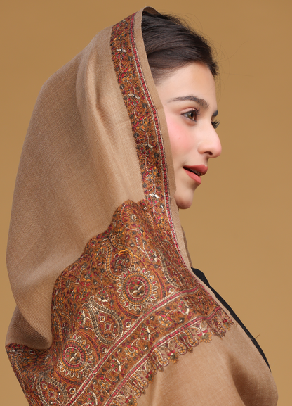 Suraahi Palla Kashmiri Border Pure wool Shawl