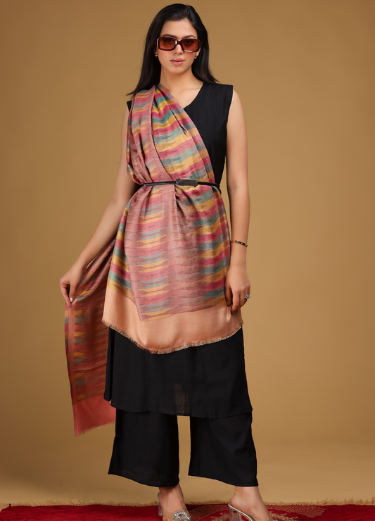 Ikat Rose-Gold Lightweight Stole