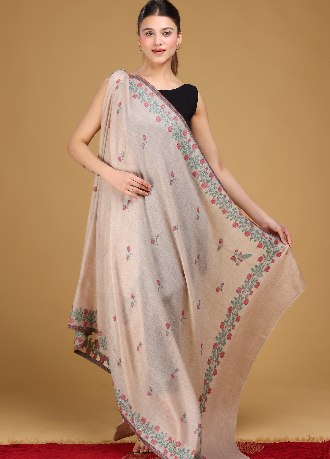 Gulab Daur Pure Wool Shawl