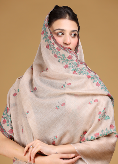Gulab Daur Pure Wool Shawl