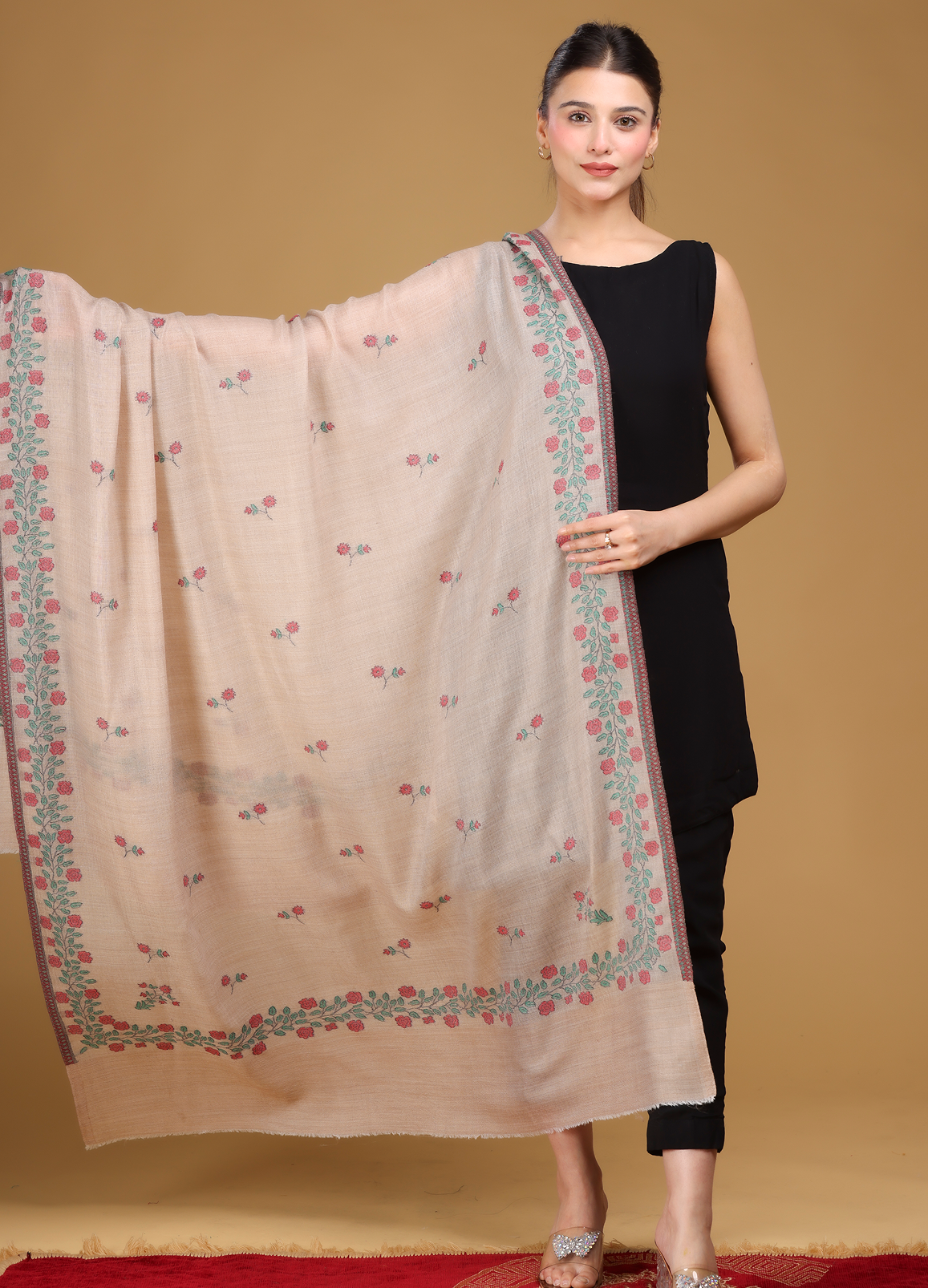 Gulab Daur Pure Wool Shawl
