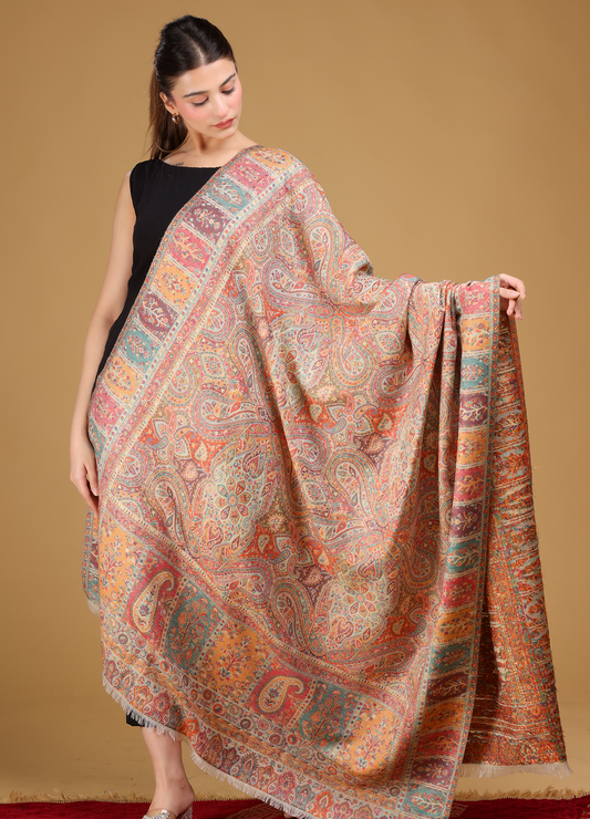 Jhoomar Kani Pure Wool Shawl