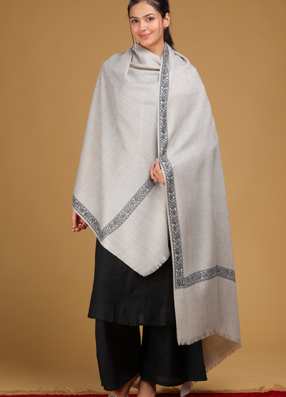 Self Border Pure Wool Shawl