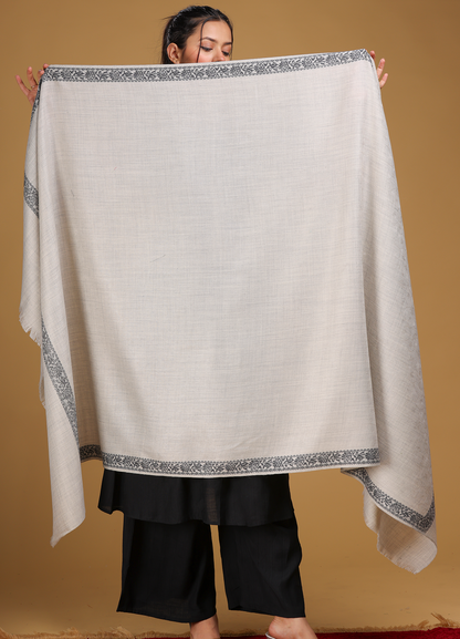 Self Border Pure Wool Shawl