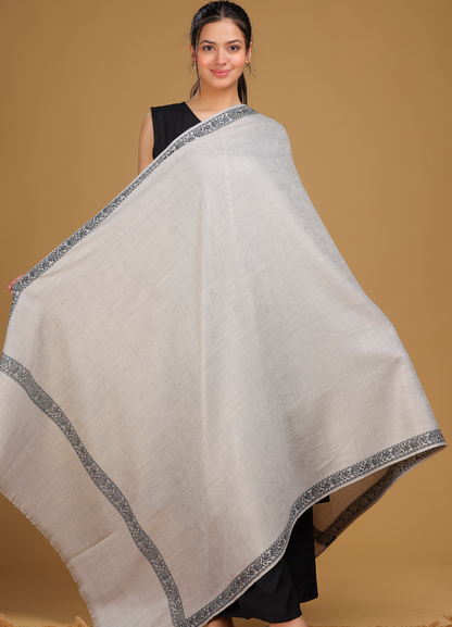 Self Border Pure Wool Shawl