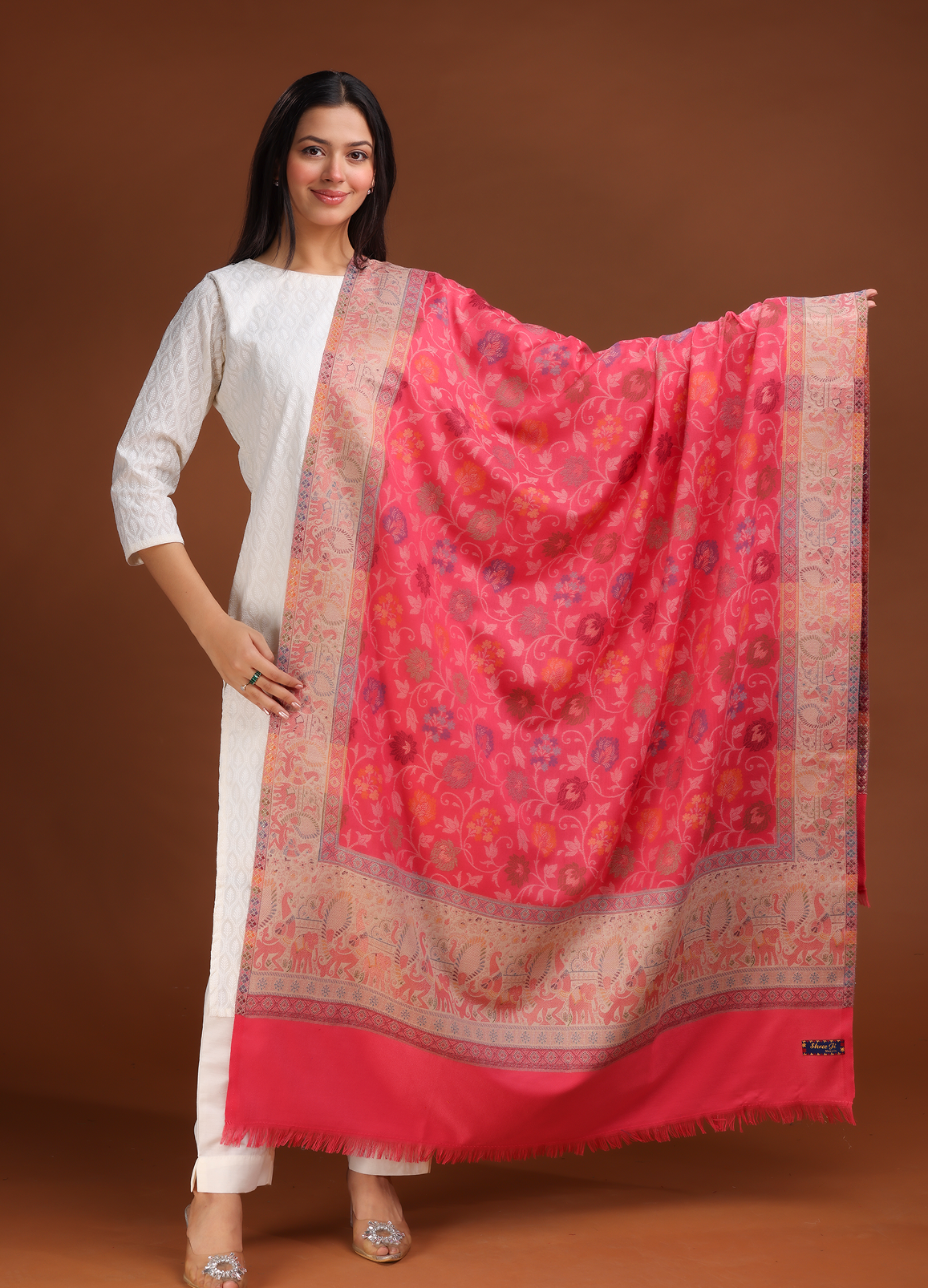 Elephant Zari Border Shawl