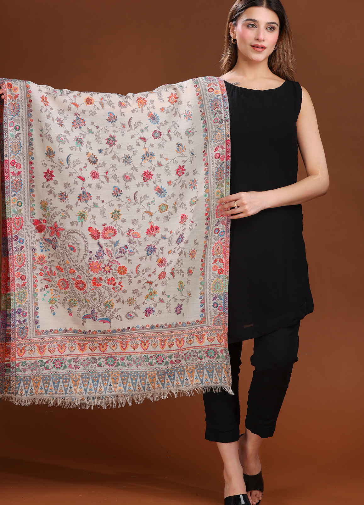 Ilahi Pure Wool Multi Kani Stole