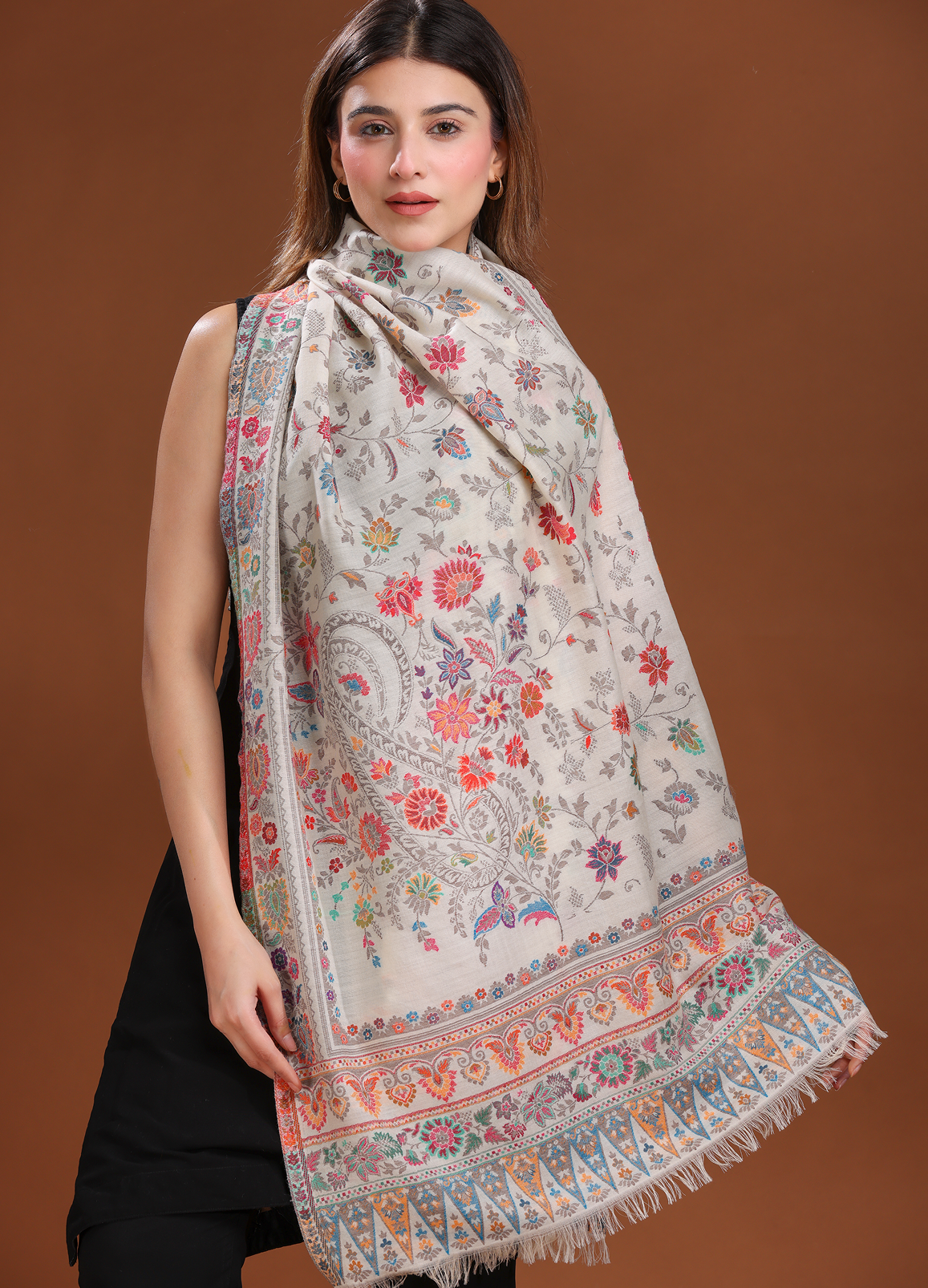 Ilahi Pure Wool Multi Kani Stole