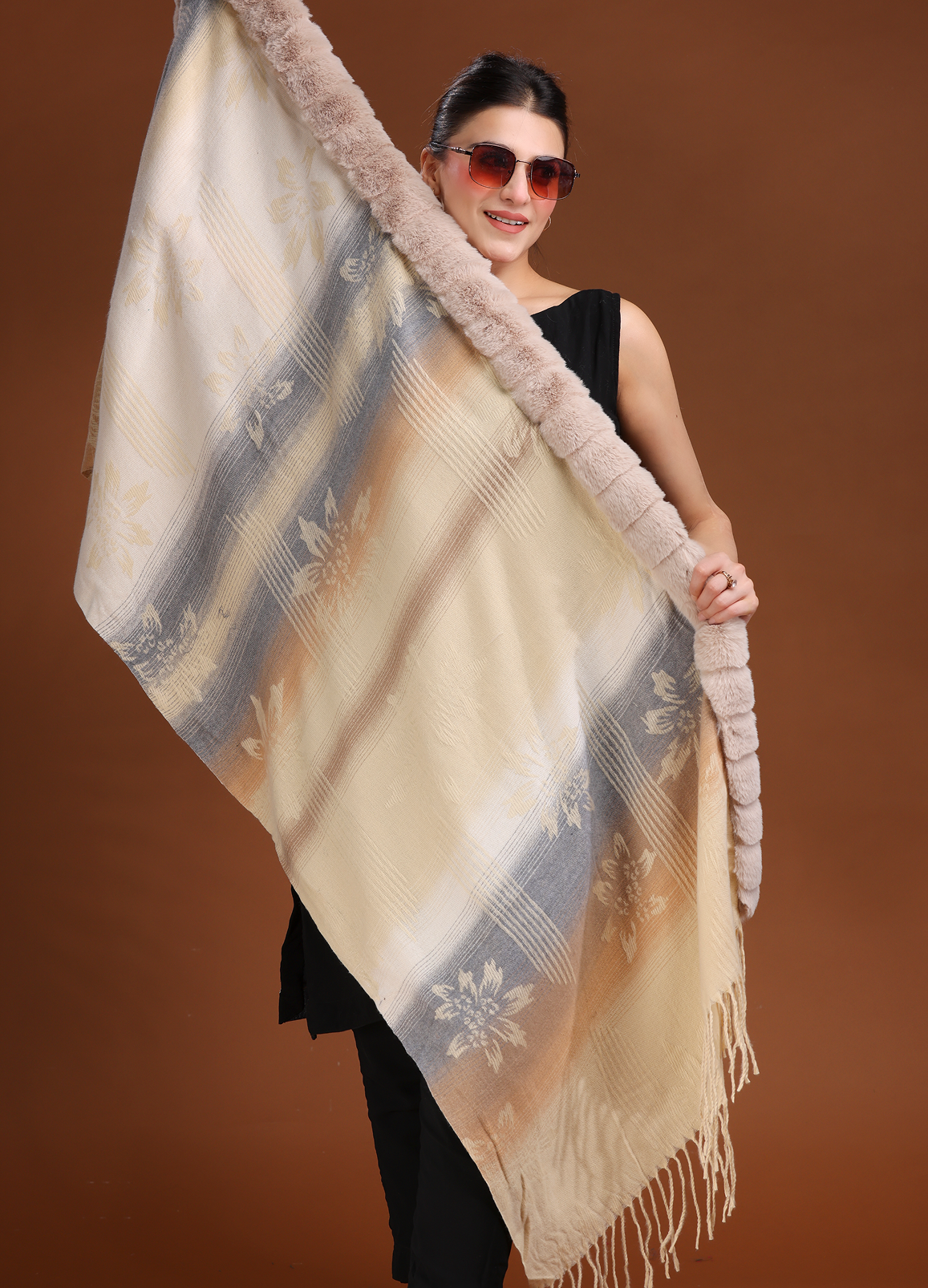 Exquisite Pastel Fur Poncho