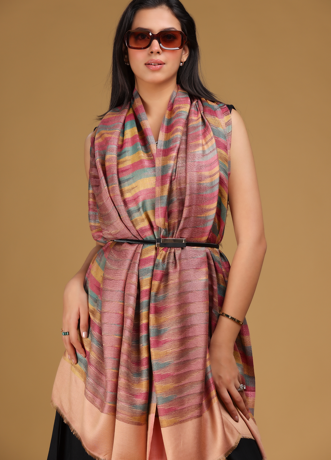 Ikat Rose-Gold Lightweight Stole