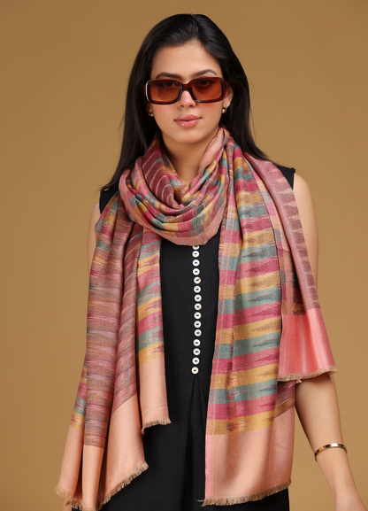 Ikat Rose-Gold Lightweight Stole