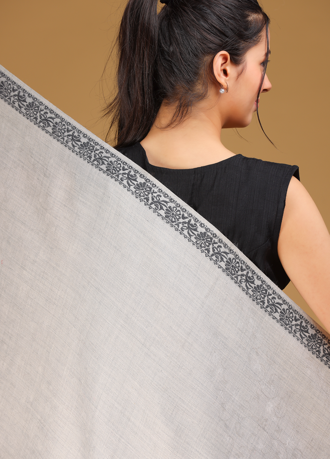 Self Border Pure Wool Shawl