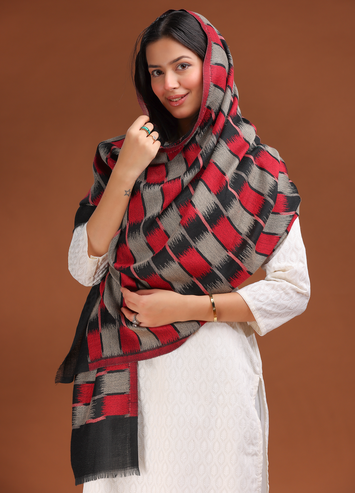 Ikat Weave Finewool Stole