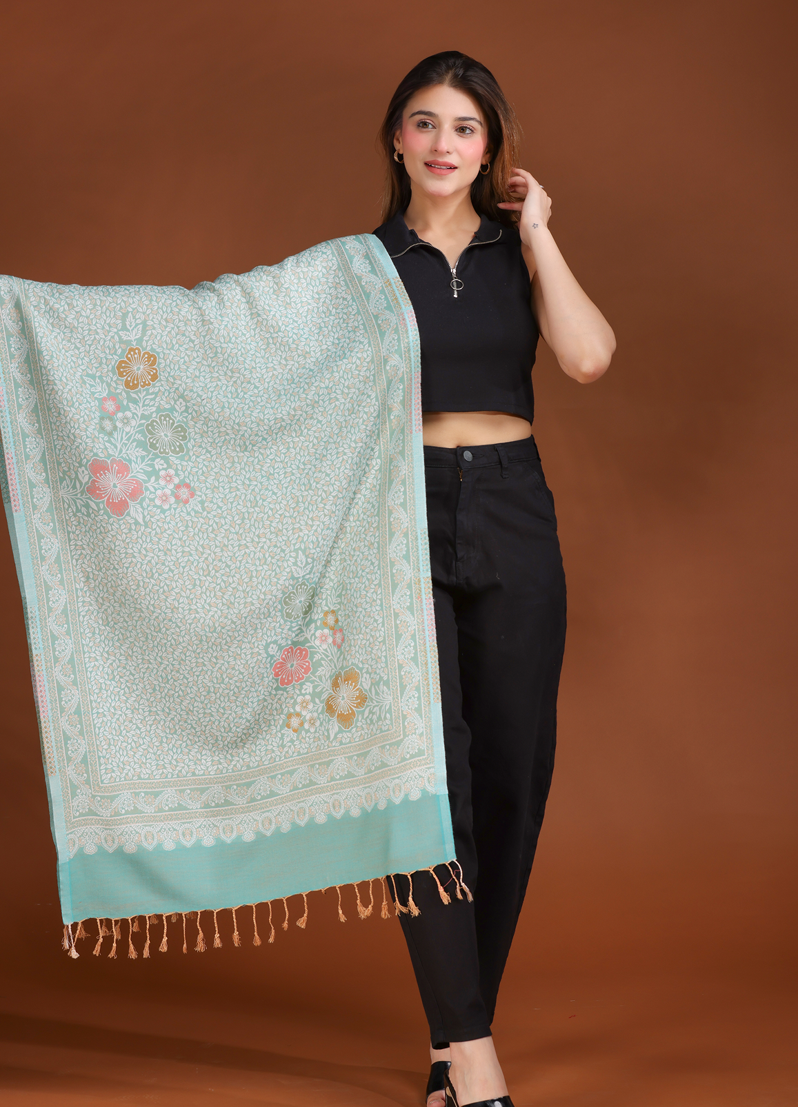 Flower Kani Cutting Stole