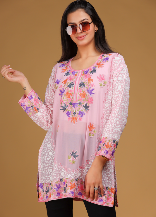 Kashmiri embroidered short kurti