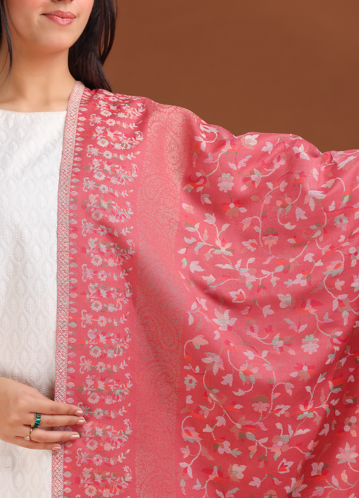 Afreen Kani Zari Border Shawl